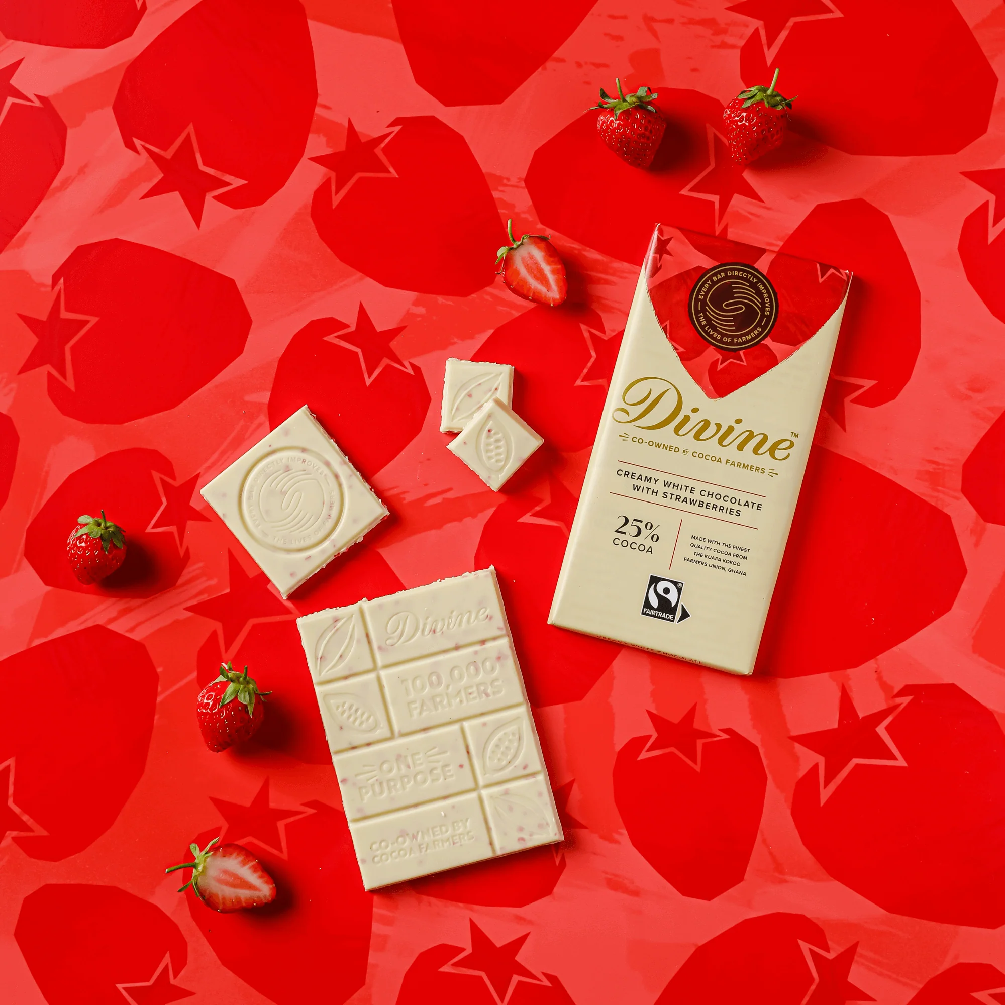 25% White Chocolate with Strawberries Sharing Bar, 3 oz. - Image 5
