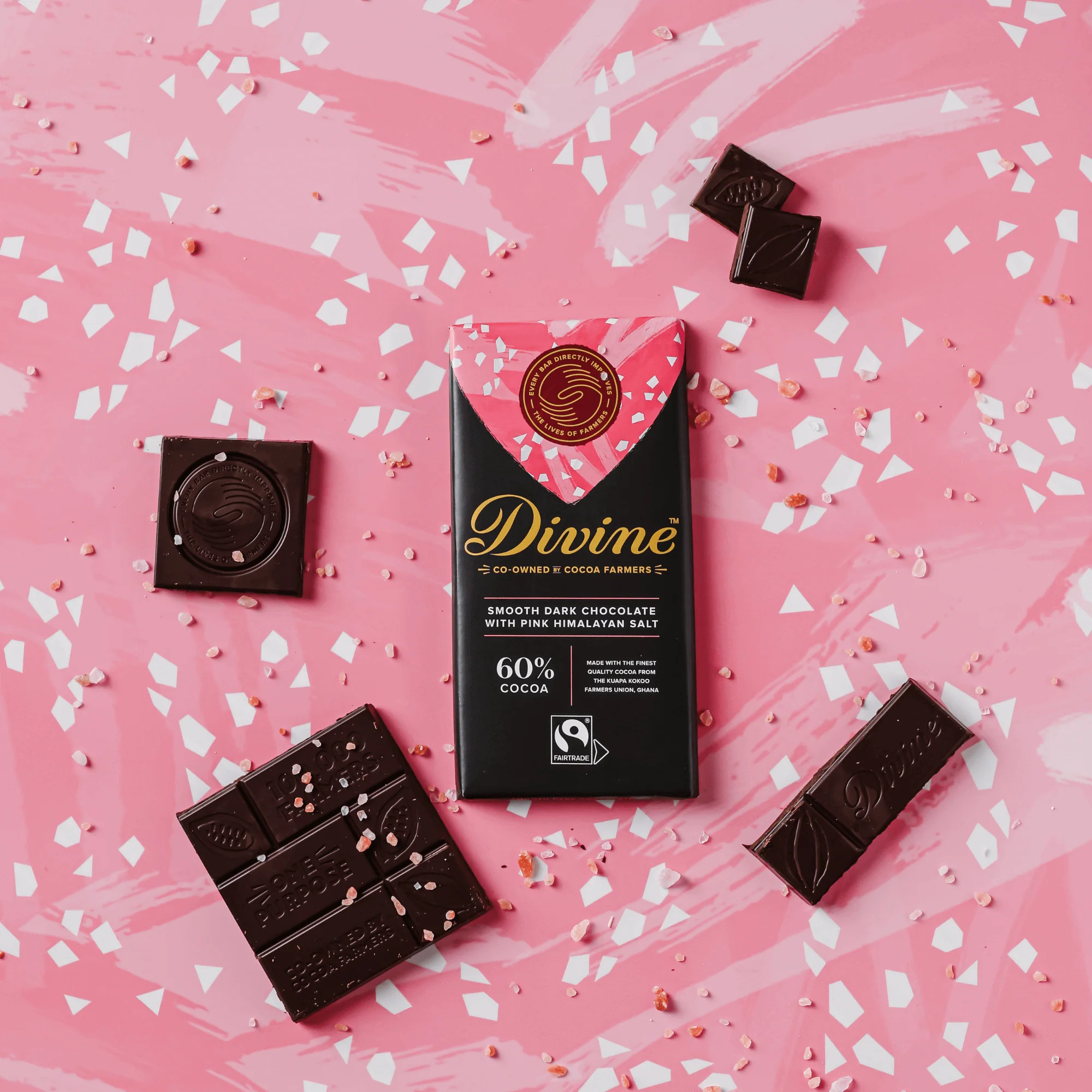 60% Dark Chocolate with Pink Himalayan Salt Sharing Bar, 3 oz. (Wholesale) - Image 5