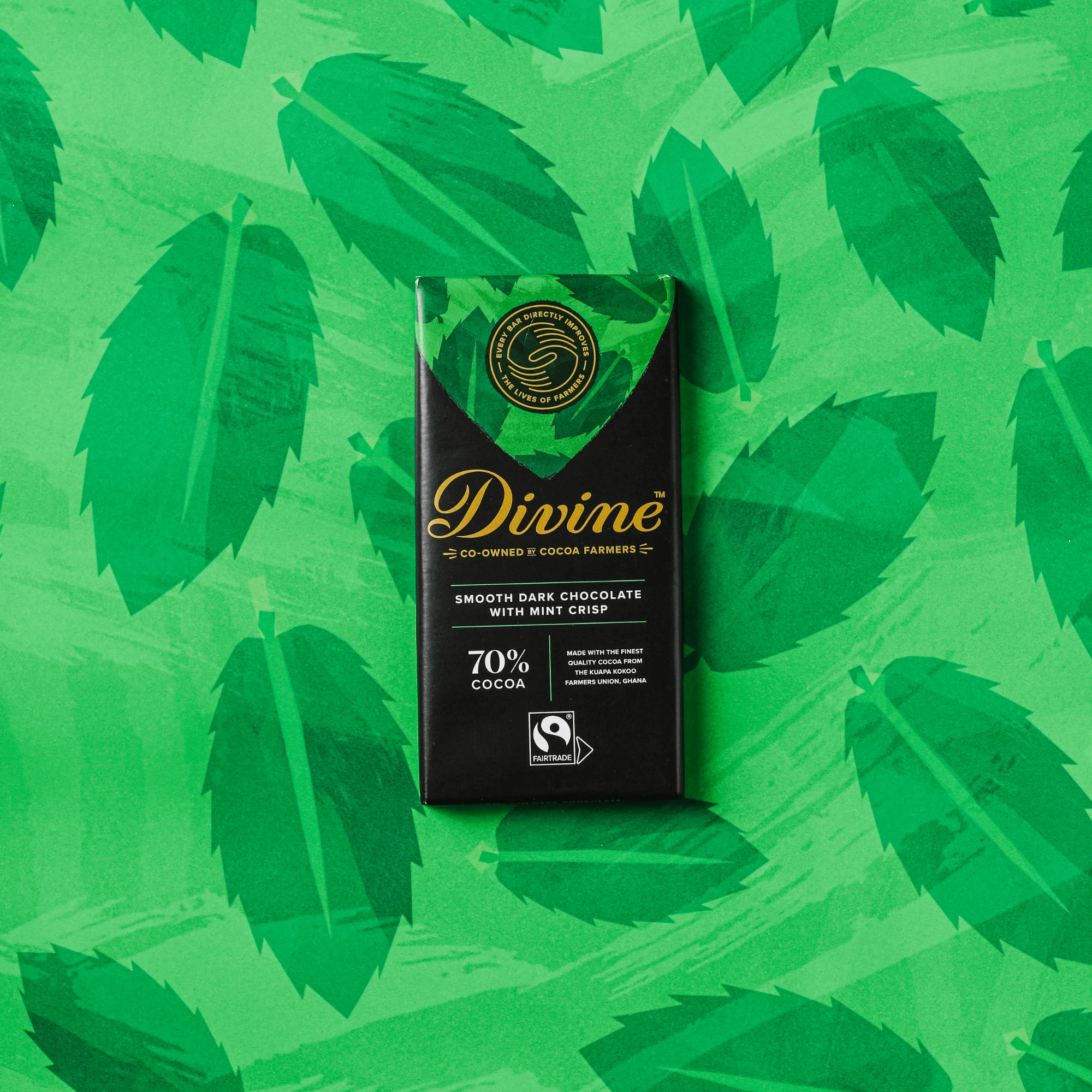 70% Dark Chocolate with Mint Crisp Sharing Bar, 3 oz. (Wholesale) - Image 3