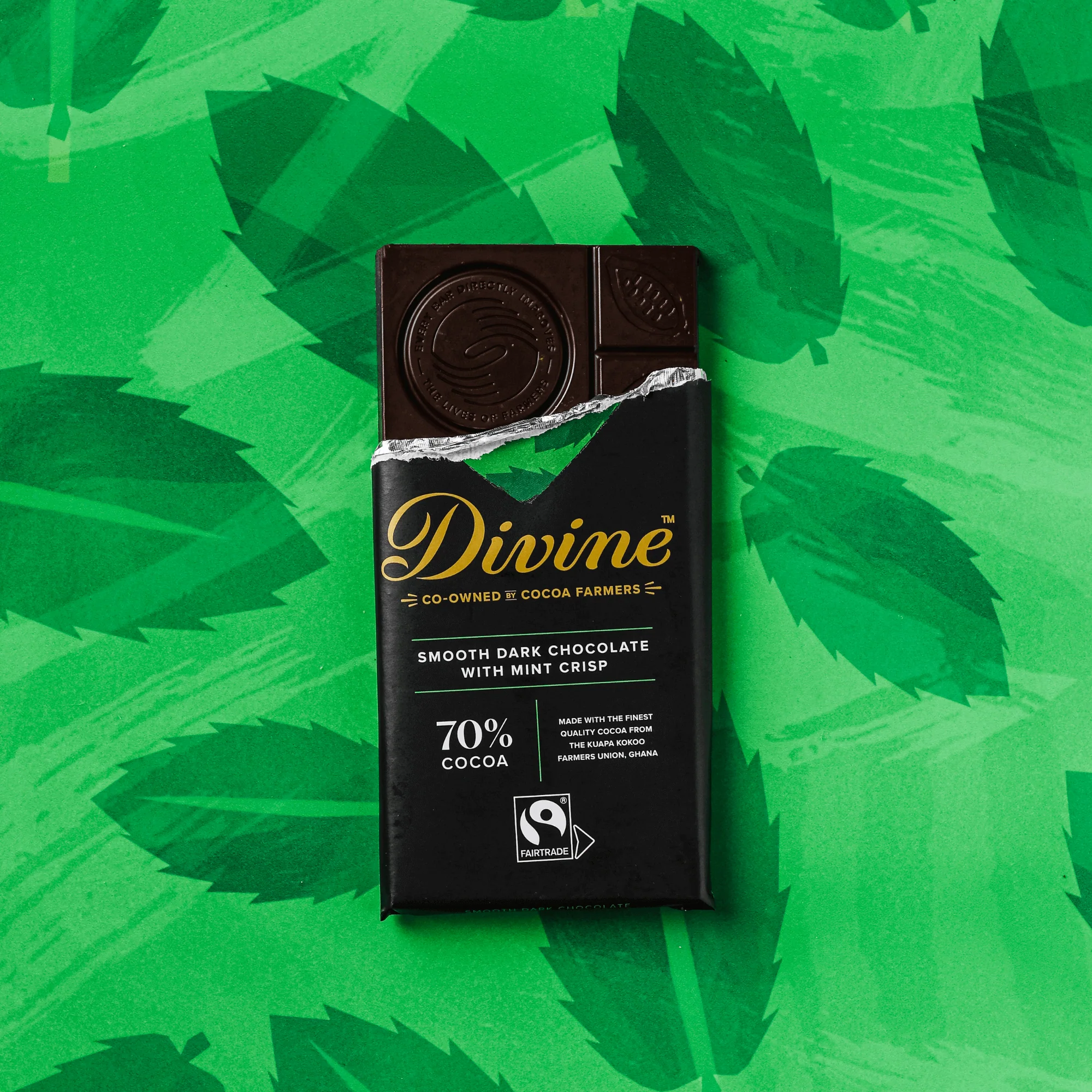 70% Dark Chocolate with Mint Crisp Sharing Bar, 3 oz. (Wholesale) - Image 4