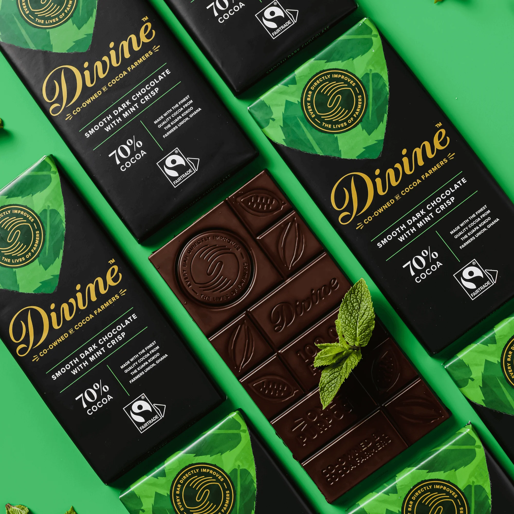 70% Dark Chocolate with Mint Crisp Sharing Bar, 3 oz. (Wholesale) - Image 5