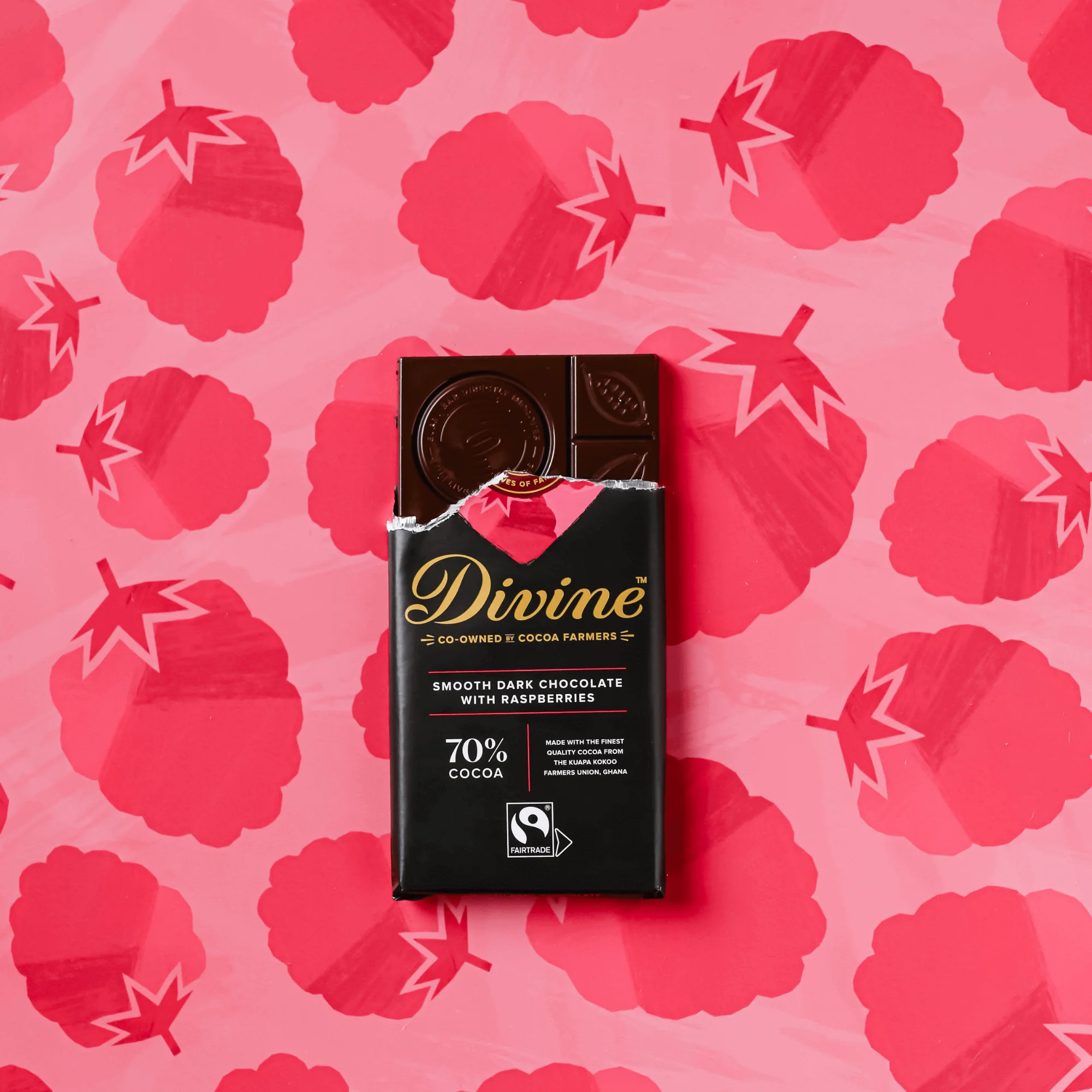 70% Dark Chocolate with Raspberries Sharing Bar, 3 oz. - Image 5